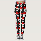 Eet, Drink en wees vrolijk Funny Skull Santa Gothi Leggings (Voorkant)