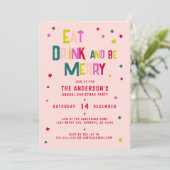 EET DRINK en wees VROLIJK Gepersonaliseerde Blush  Kaart (Staand voorkant)