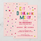 EET DRINK en wees VROLIJK Gepersonaliseerde Blush  Kaart (Voorkant / Achterkant)