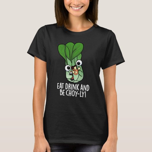 Eet Drink en wees vrolijk grappig Veggie Pun Dark T-shirt (Voorkant)