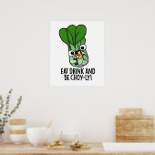 Eet Drink en wees vrolijk grappig Veggie Pun Poster (Keuken)