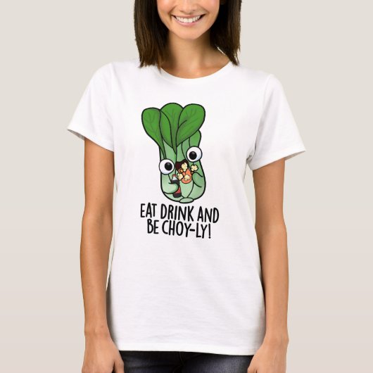 Eet Drink en wees vrolijk grappig Veggie Pun T-shirt (Voorkant)