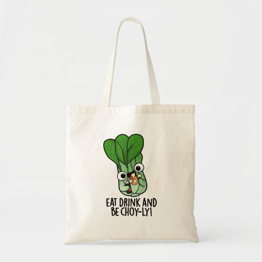Eet Drink en wees vrolijk grappig Veggie Pun Tote Bag (Voorkant)