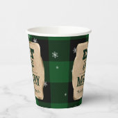 Eet Drink en wees vrolijk groen geruite kerst Papieren Bekers (Links)