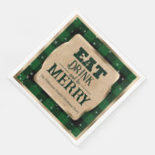 Eet Drink en wees vrolijk groen geruite kerst Servet (Hoek)