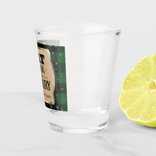 Eet Drink en wees vrolijk groen geruite kerst Shot Glas (Rechts)