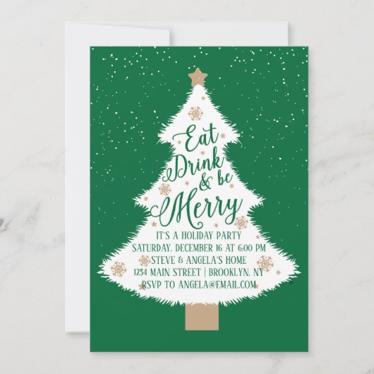 Eet Drink en wees vrolijk groen kerstboomfeest Kaart (Voorkant)