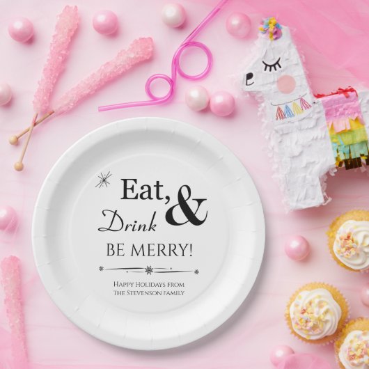 Eet Drink en wees vrolijk in de middeleeuwse kerst Papieren Bordje (Feest)