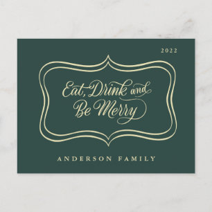 Eet Drink en wees vrolijk kerstcadeautje, Klassiek Feestdagenkaart