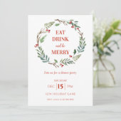 Eet Drink en wees vrolijk kerstdiner Kaart (Staand voorkant)