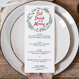 Eet, drink en wees vrolijk kerstdinermenu menu