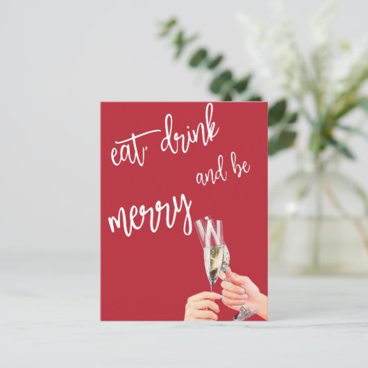 Eet, Drink en wees vrolijk kerstfeest Briefkaart (Staand voorkant)