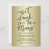 Eet Drink en wees vrolijk kerstfeest goud Kaart (Voorkant)