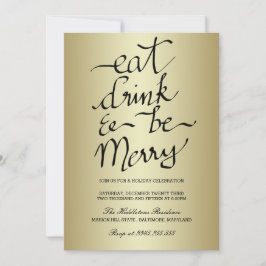 Eet Drink en wees vrolijk kerstfeest goud Kaart