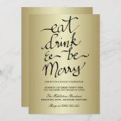 Eet Drink en wees vrolijk kerstfeest goud Kaart (Voorkant / Achterkant)