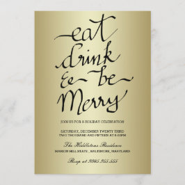 Eet Drink en wees vrolijk kerstfeest goud Kaart