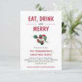 Eet drink en wees vrolijk kerstfeest kaart (Staand voorkant)