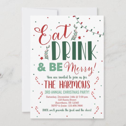 Eet Drink en wees vrolijk kerstfeest Kaart (Voorkant)