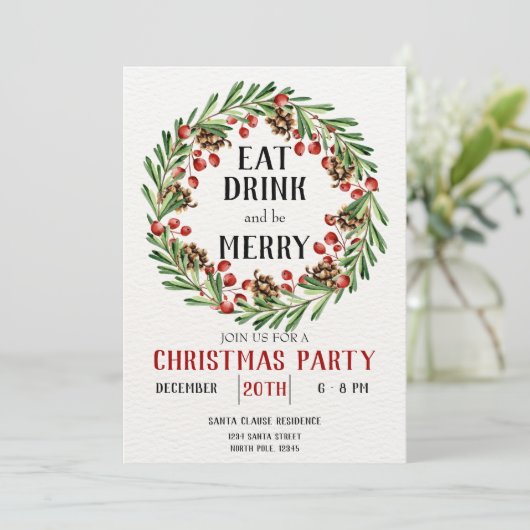 Eet Drink en wees vrolijk kerstfeest Kaart (Staand voorkant)