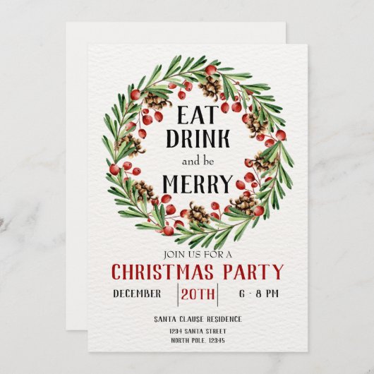 Eet Drink en wees vrolijk kerstfeest Kaart (Voorkant / Achterkant)