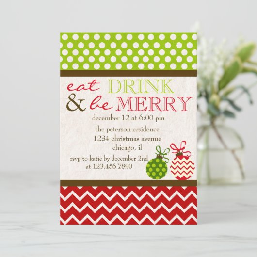 Eet Drink en wees vrolijk kerstfeest Kaart (Staand voorkant)