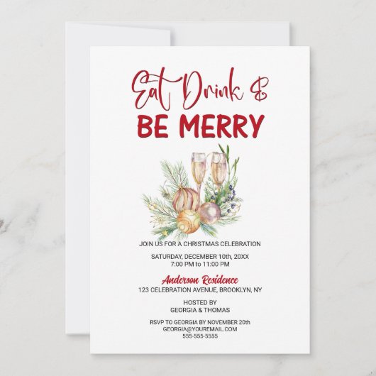 Eet Drink en wees vrolijk kerstfeest Kaart (Voorkant)