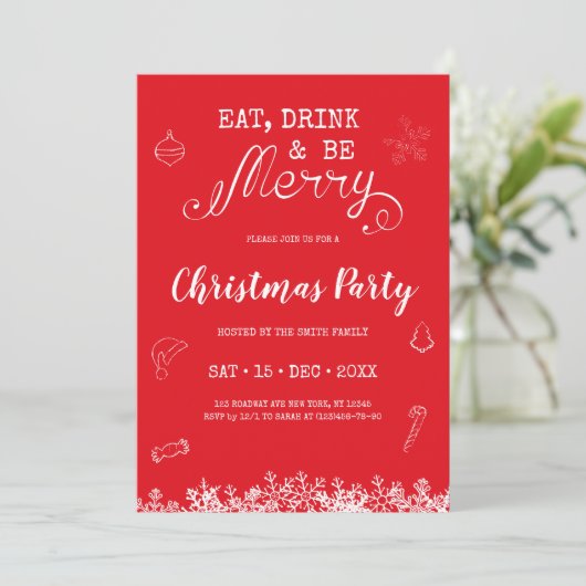 Eet, Drink en wees vrolijk kerstfeest Kaart (Staand voorkant)