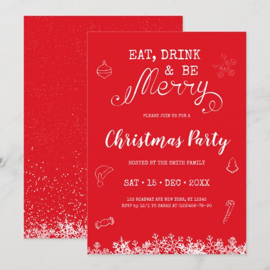 Eet, Drink en wees vrolijk kerstfeest Kaart (Voorkant / Achterkant)