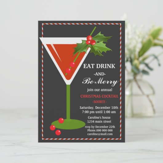 Eet Drink en wees vrolijk kerstfeest Kaart (Staand voorkant)