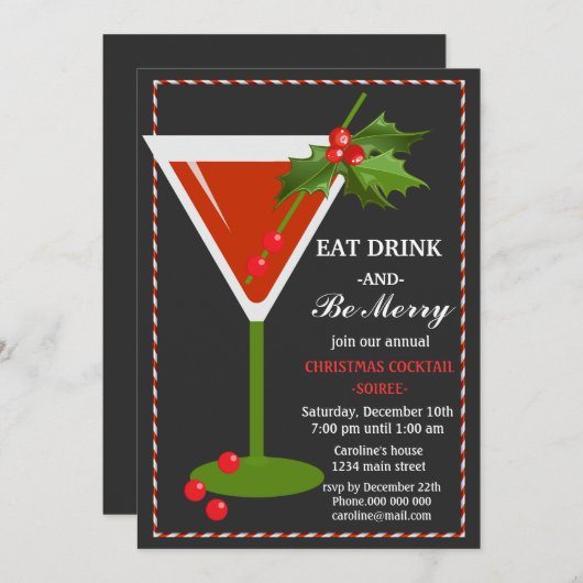 Eet Drink en wees vrolijk kerstfeest Kaart (Voorkant / Achterkant)