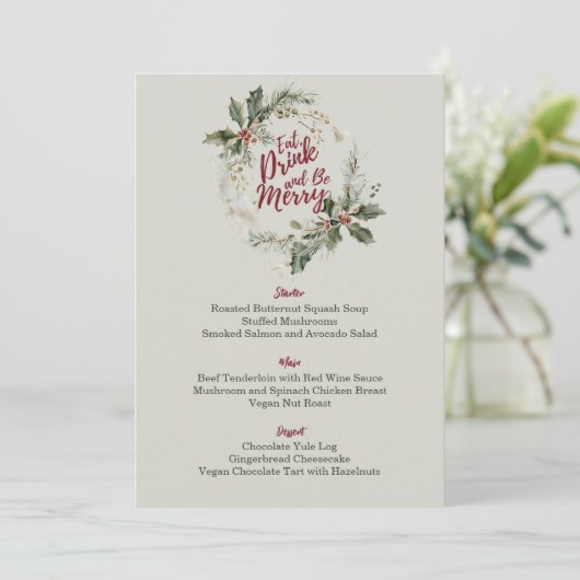 Eet, Drink en wees vrolijk kerstfeest Menu (Staand voorkant)