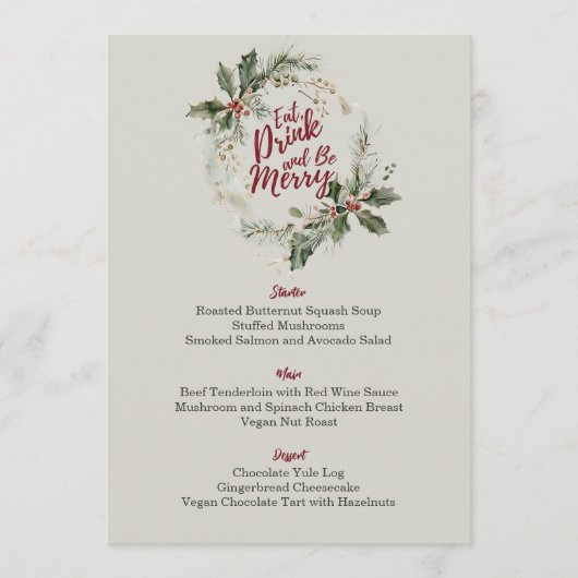 Eet, Drink en wees vrolijk kerstfeest Menu (Voorkant)