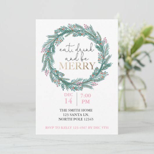 Eet, Drink en wees vrolijk kerstfeest Potluck I Kaart (Staand voorkant)