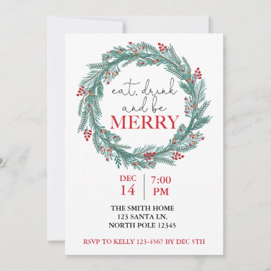 Eet, Drink en wees vrolijk kerstfeest Potluck I Kaart (Voorkant)