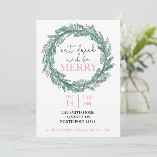 Eet, Drink en wees vrolijk kerstfeest Potluck I Kaart (Staand voorkant)