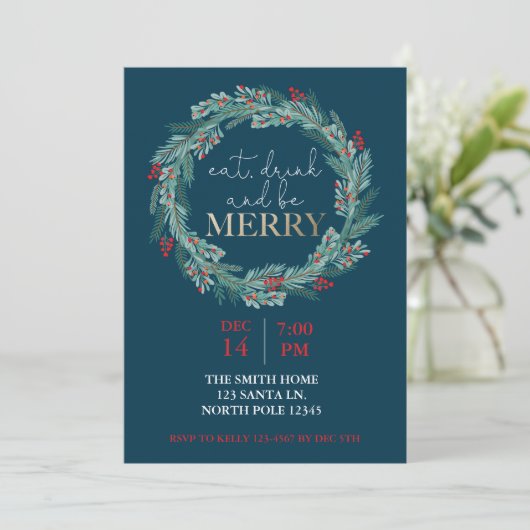 Eet, Drink en wees vrolijk kerstfeest Potluck I Kaart (Staand voorkant)