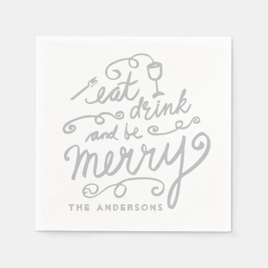 Eet Drink en wees vrolijk kerstfeest Servet (Voorkant)