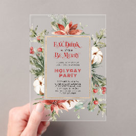 Eet, drink en wees vrolijk kerstfeest uitnodiging