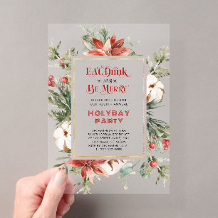 Eet, drink en wees vrolijk kerstfeest uitnodiging