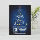 Eet, drink en wees vrolijk kerstfeest uitnodiging (Staand voorkant)