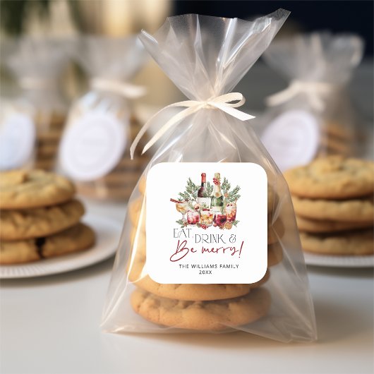 Eet Drink en wees vrolijk kerstfeest Vierkante Sticker