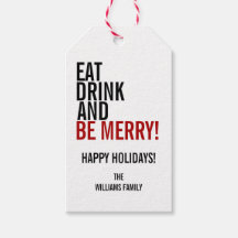 Eet Drink en wees vrolijk kerstfeestmaal Label