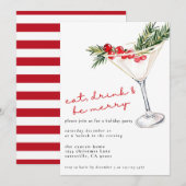Eet, Drink en wees vrolijk kerstmartini Feestdagenkaart (Voorkant / Achterkant)