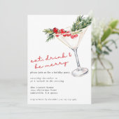 Eet, Drink en wees vrolijk kerstmartini Feestdagenkaart (Staand voorkant)