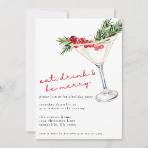 Eet, Drink en wees vrolijk kerstmartini Feestdagenkaart