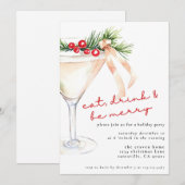 Eet, Drink en wees vrolijk kerstmartini Feestdagenkaart (Voorkant / Achterkant)