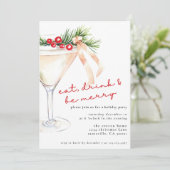 Eet, Drink en wees vrolijk kerstmartini Feestdagenkaart (Staand voorkant)