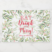 Eet Drink en wees vrolijk kerstmini Sparkling Wijnetiket (Enkel label)