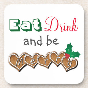 Eet, drink en wees vrolijk Kerstmis Bier Onderzetter