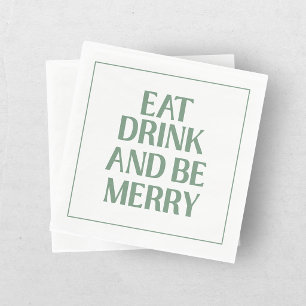 Eet, drink en wees vrolijk Kerstvakantie groen Servet